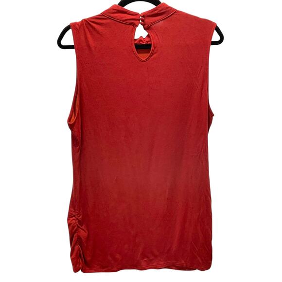 Harve Bernard Rust Orange Sleeveless Tunic Rouched Sides Keyhole Back XL - Picture 4 of 8